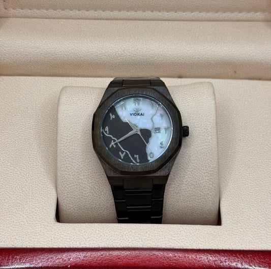 Black Aura stainless steel Black with Marbel Dial