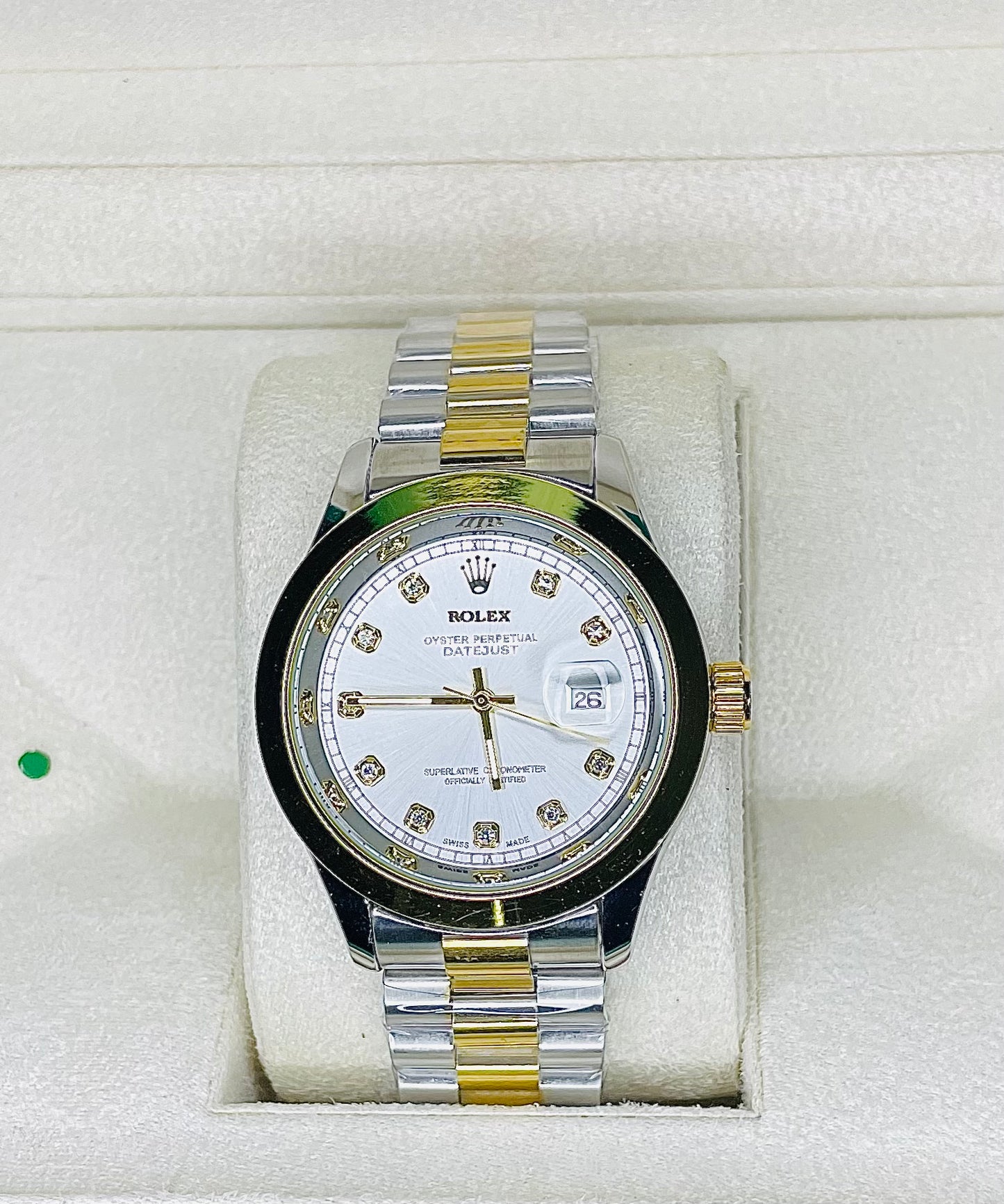 Premium Stainless Steel Chain Watch with white dial & date