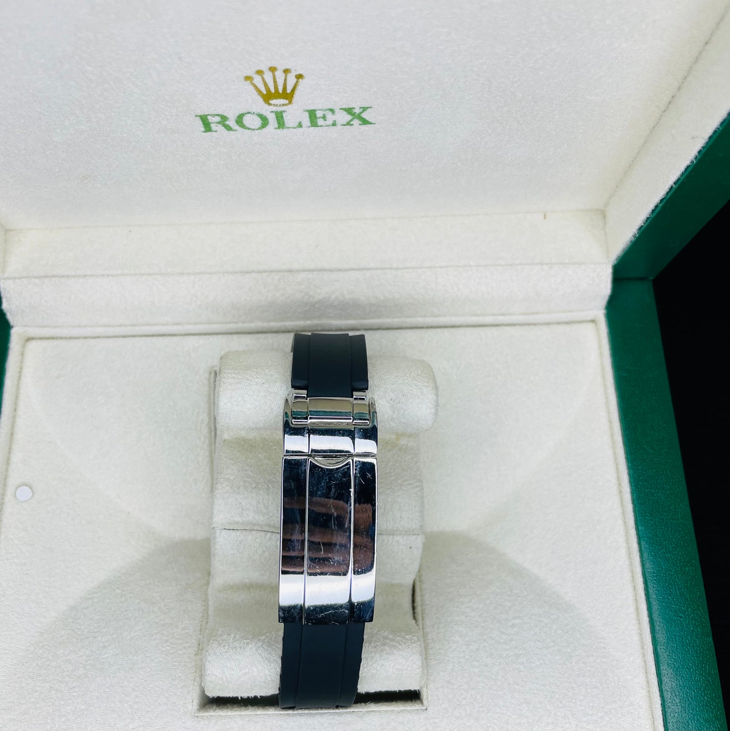 Rolex Black dial strap watch