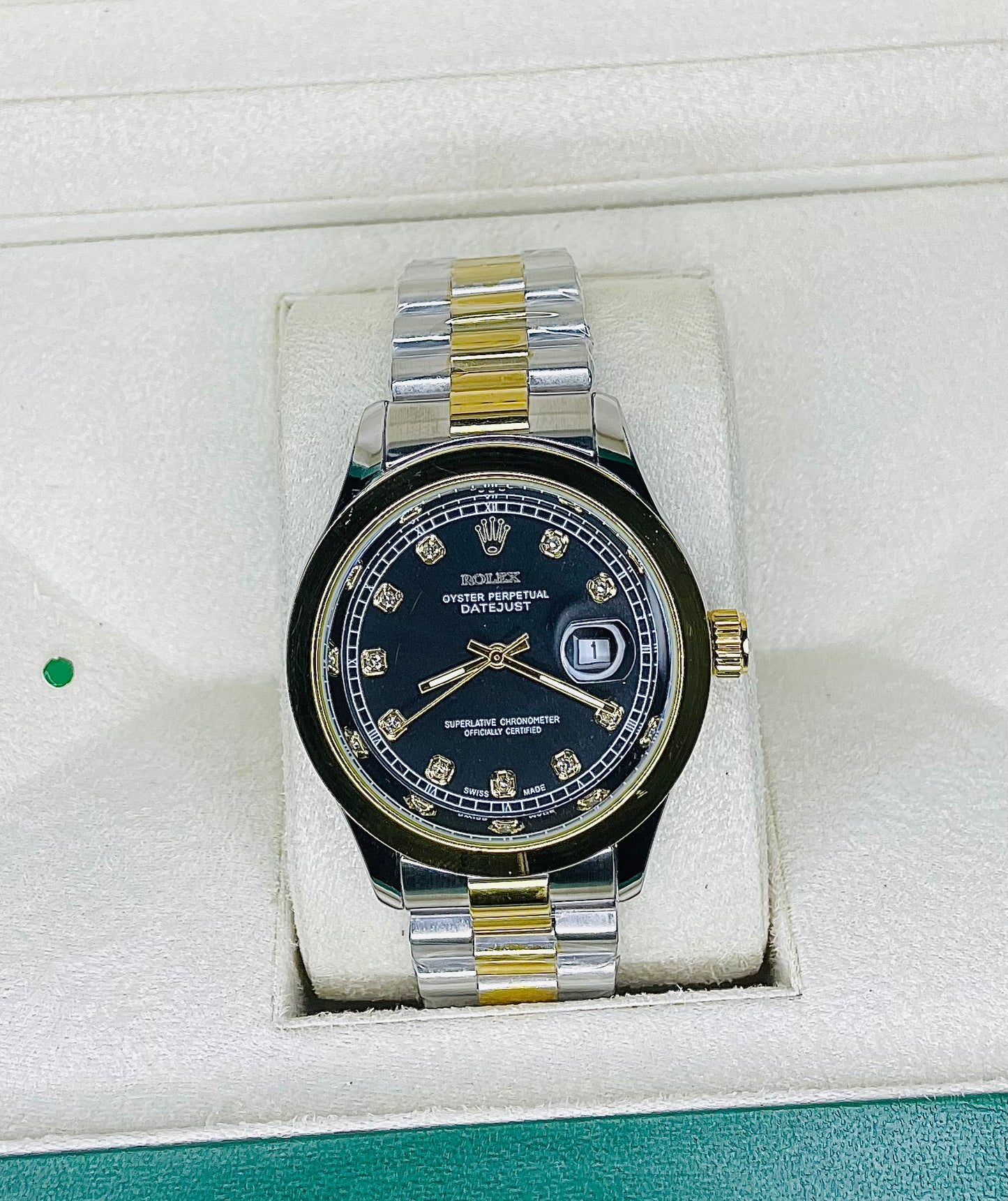 RLX black & golden dial with chain strap