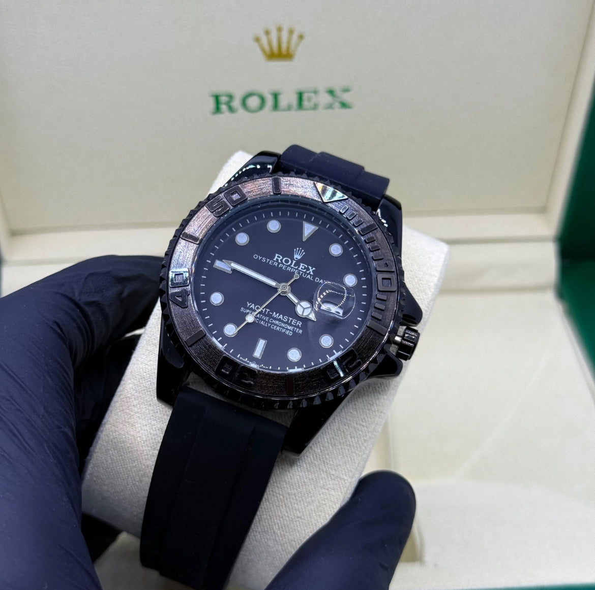 Rolex strap Black with Rotating Dial