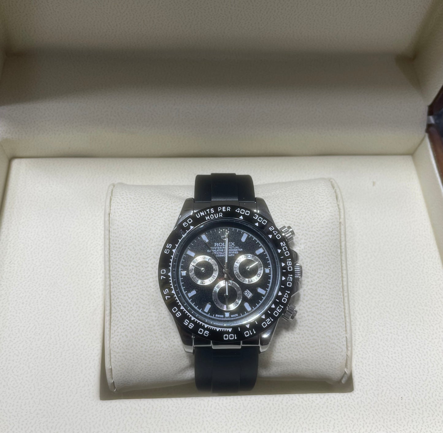 Rolex Daytona strap silver with Black dial