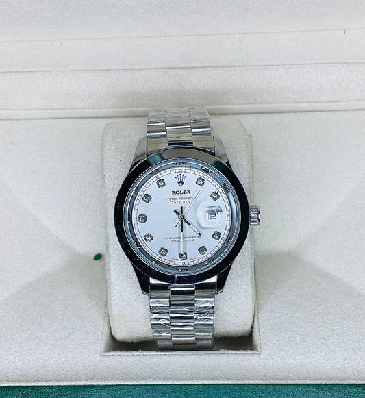 RLX white dial with silver chain strap