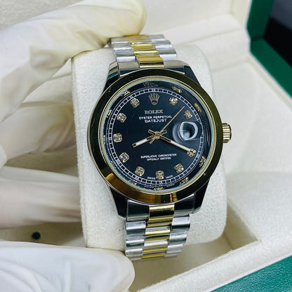 Rolex black dial 2tone watch