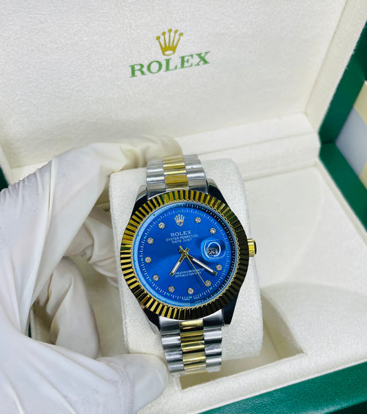 Blue shining dial with date