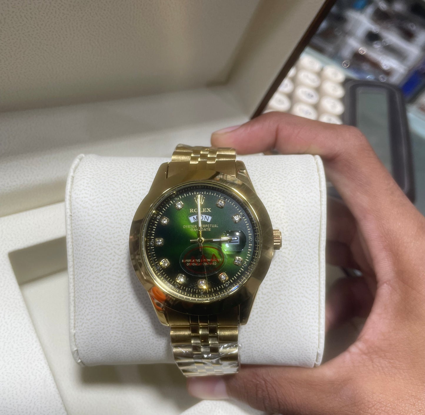 Rolex Day&Date Green Dial with Golden jubilee chain