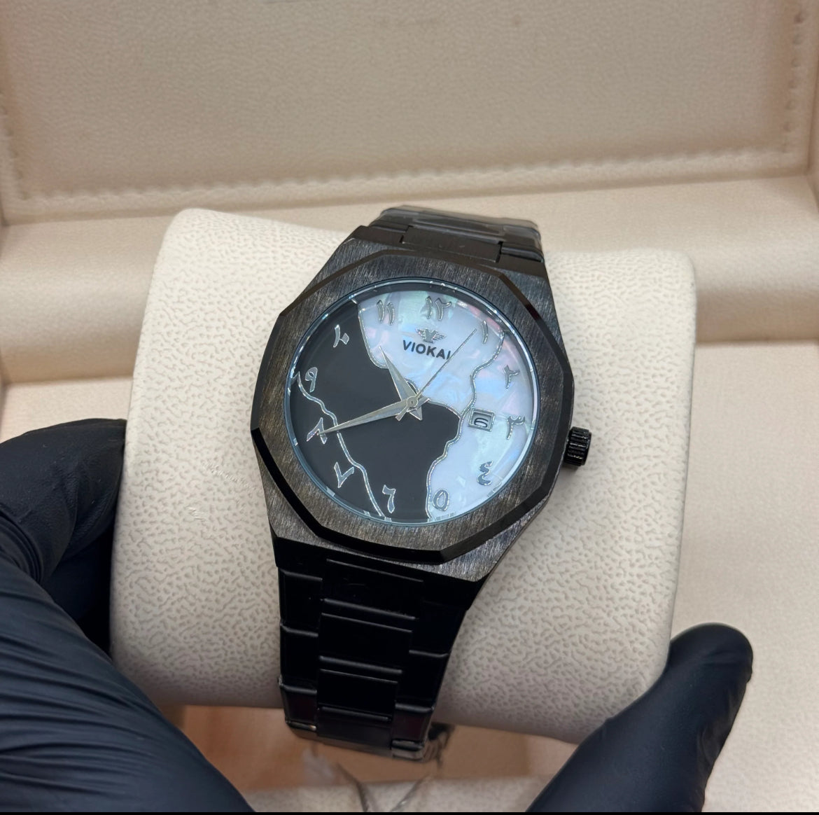 Black Aura stainless steel Black with Marbel Dial