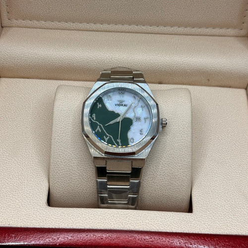 Aura stainless steel silver with marbel Dial
