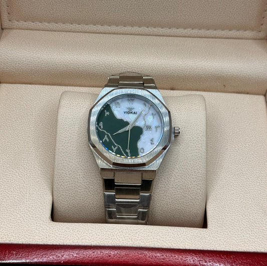 Aura stainless steel silver with marbel Dial