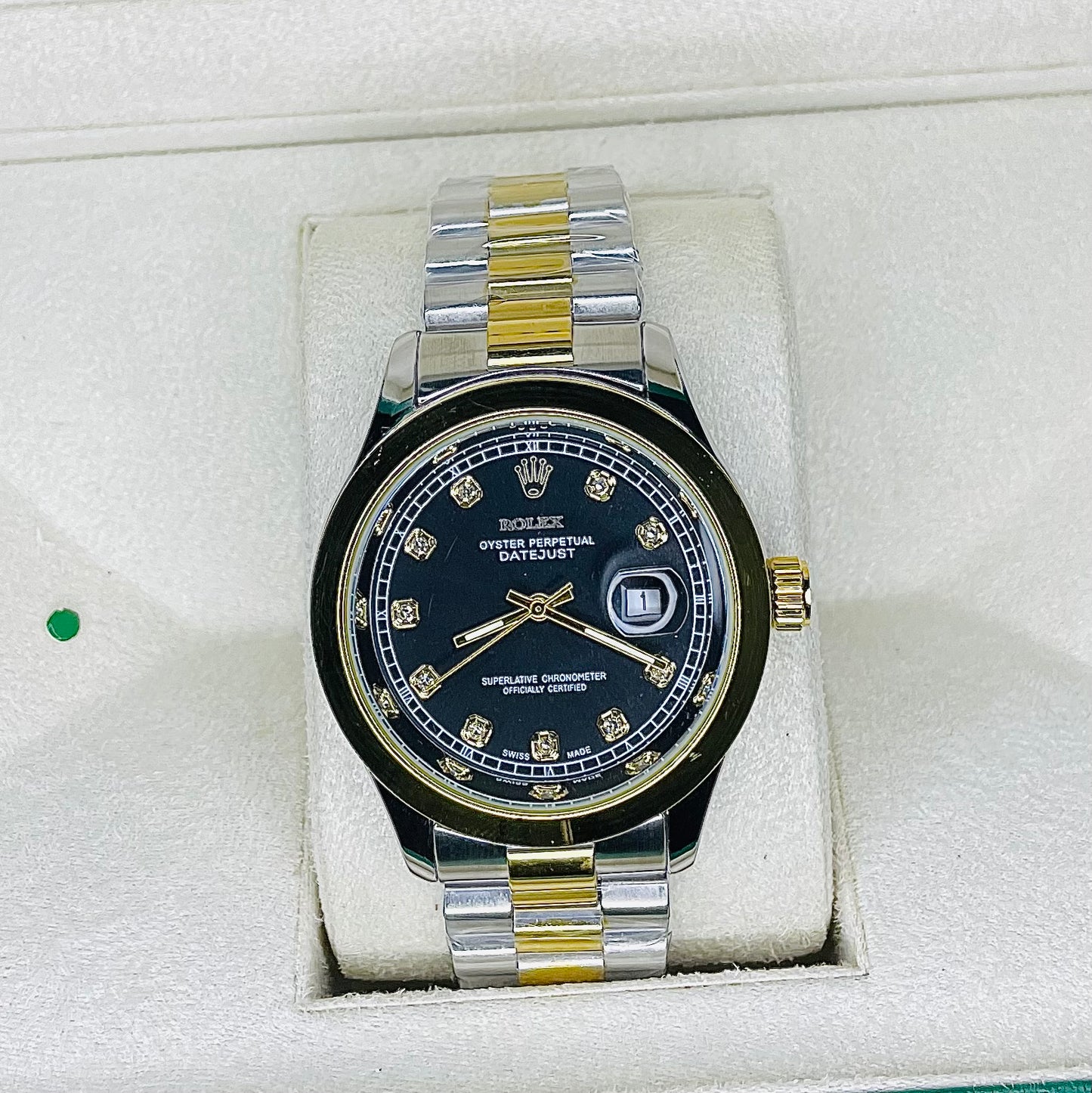 Rolex black dial 2tone watch