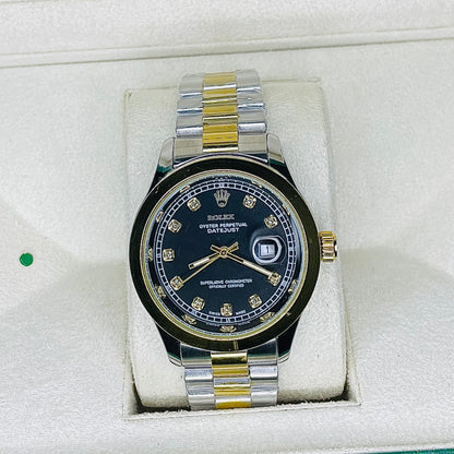 Rolex black dial 2tone watch