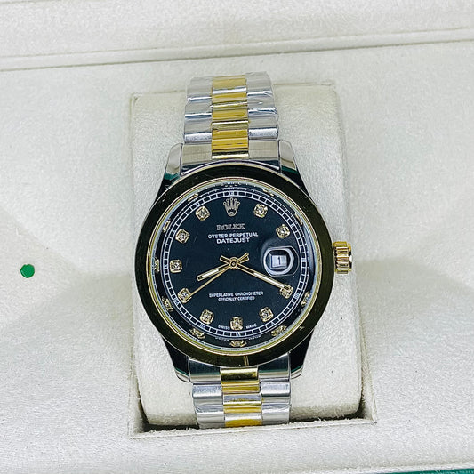 Rolex black dial 2tone watch