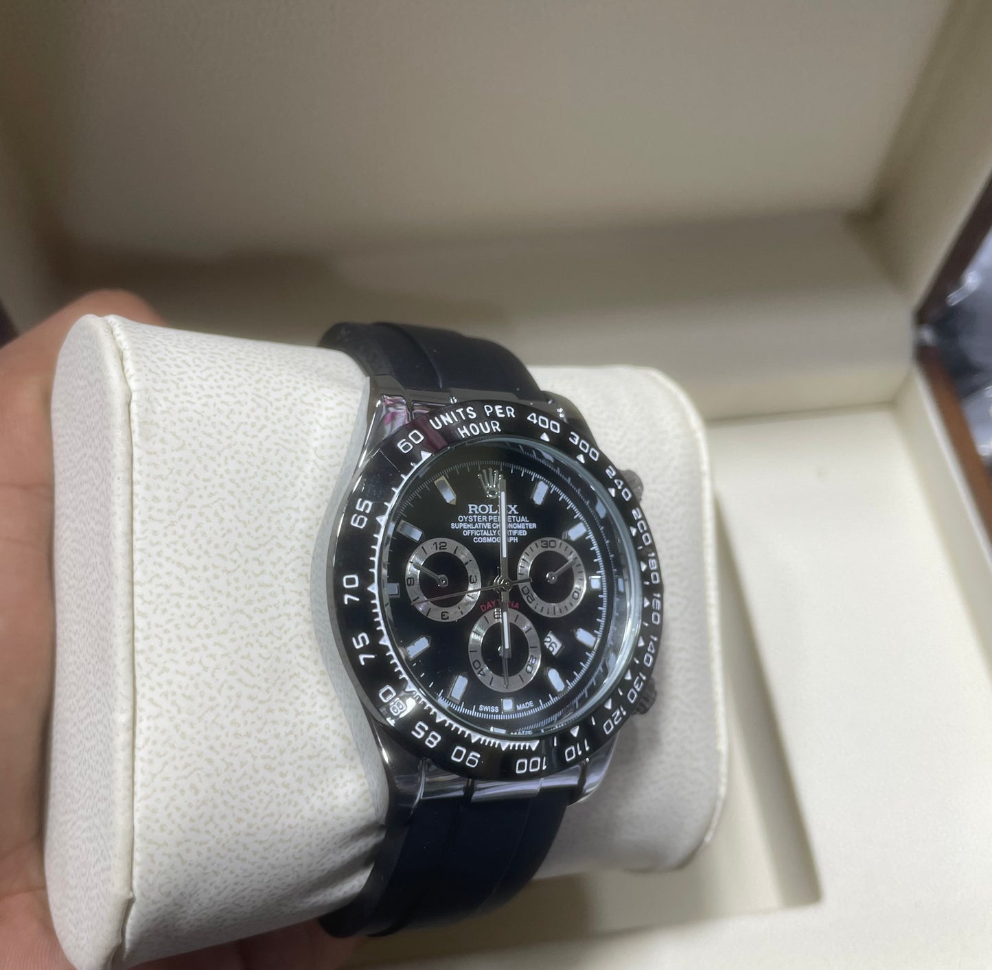 Rolex Daytona strap silver with Black dial
