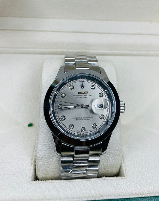 RLX silver dial & date with silver chain