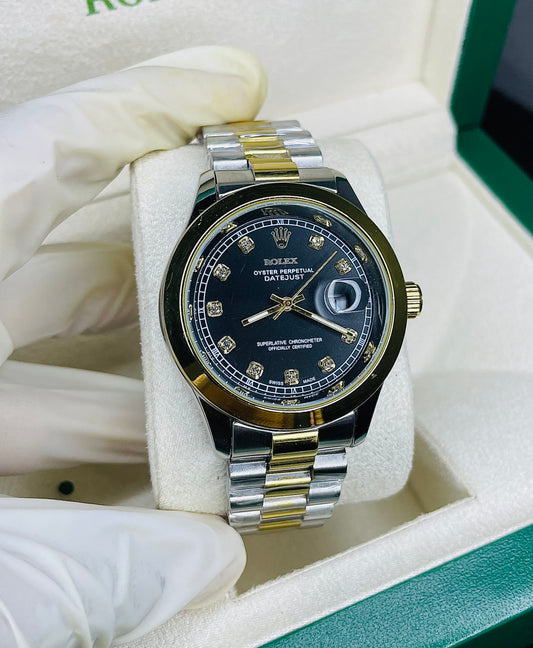 RLX black & golden dial with chain strap