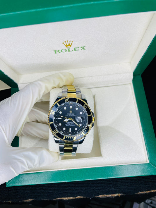 Submeriner design watch black with golden dial