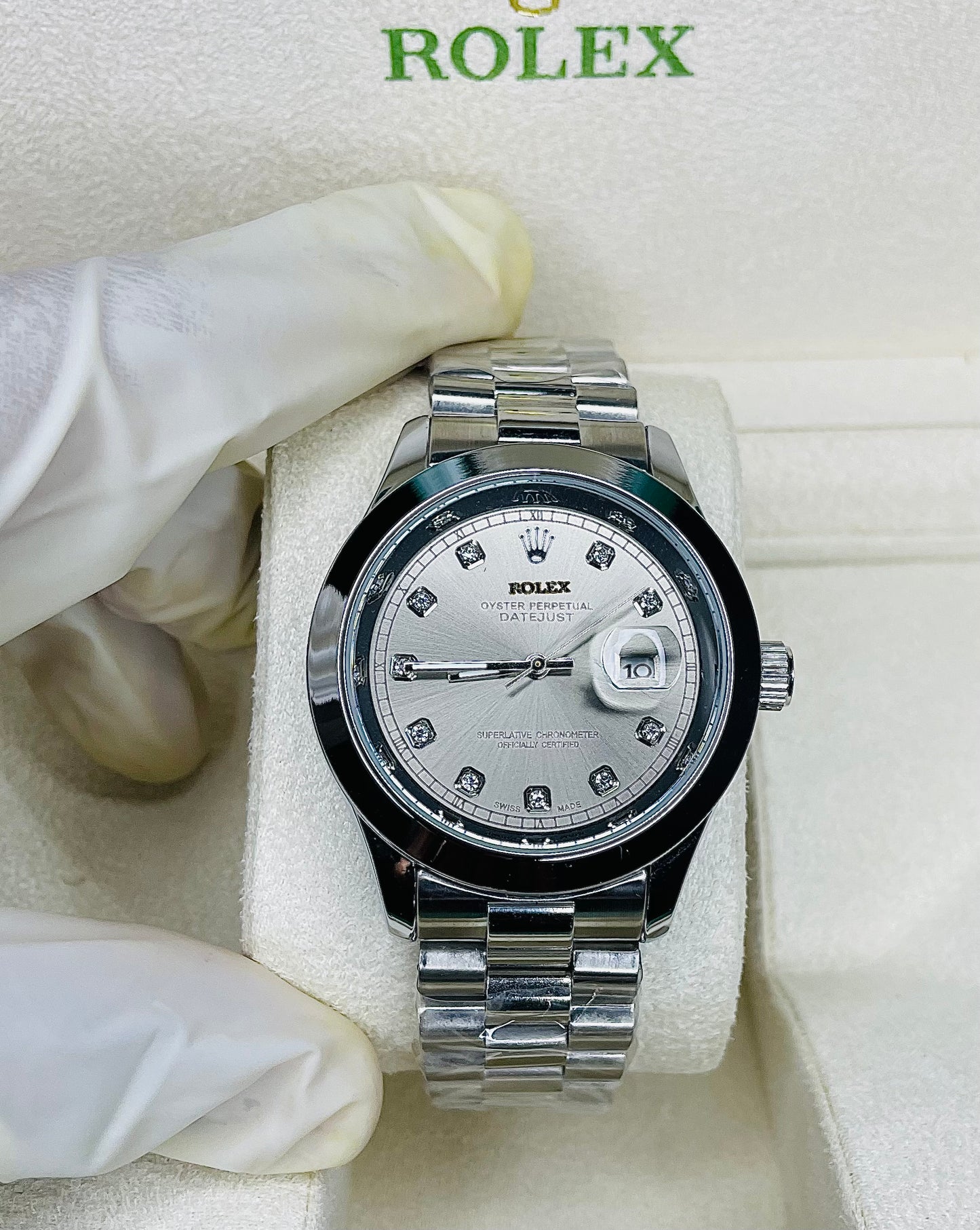 Premium Stainless Steel Chain Watch with white dial & date