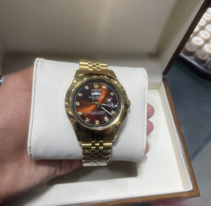 Rolex Day&Date with Red Dial golden jubilee chain