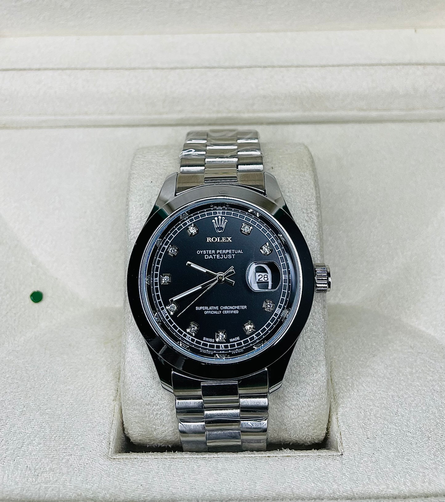 Premium Stainless Steel Chain Watch with white dial & date