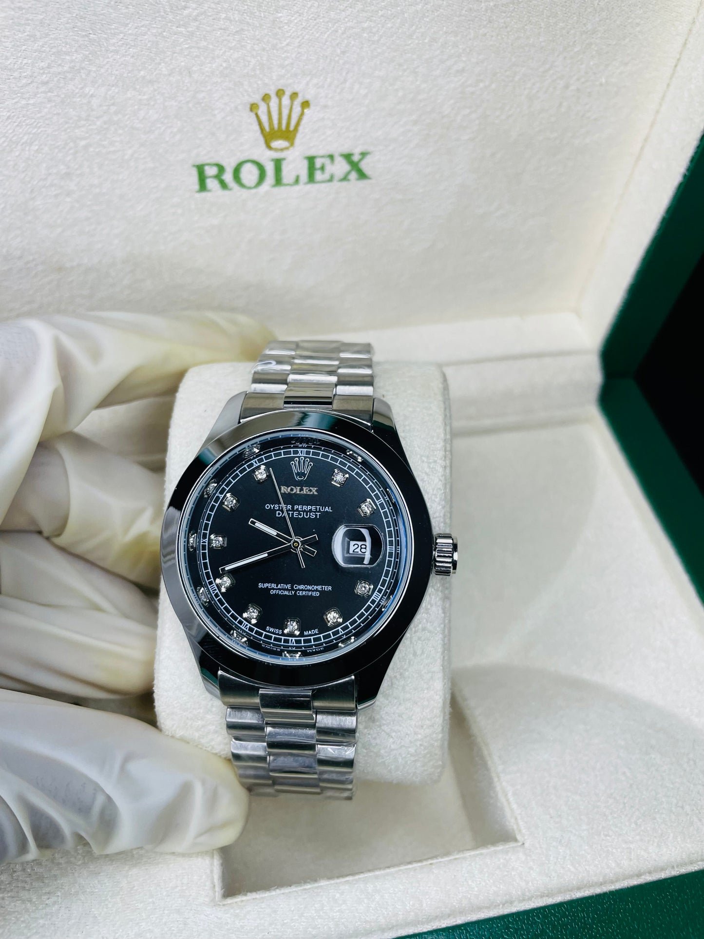 RLX Black dial with silver chain